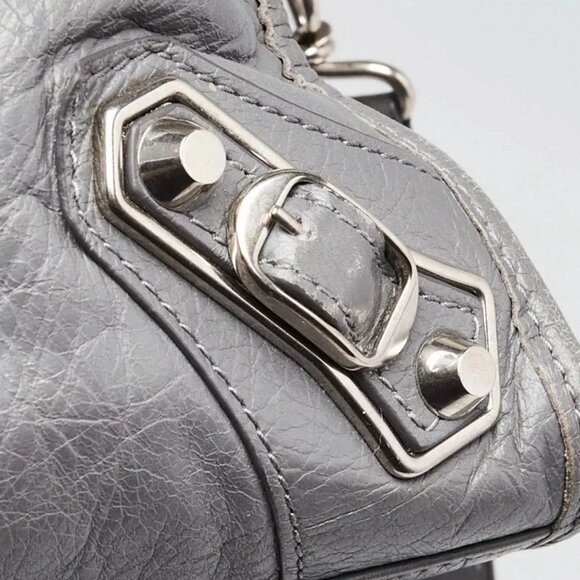 Balenciaga Gris Cendre Lambskin Leather Metallic Edge City S Bag - Picture 8 of 12